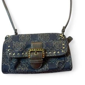 Kathy Van Zeeland Y2K Denim Crossbody Clutch Studded Buckle Bag